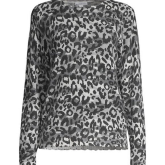 Pre-Loved Minnie Rose Distressed Grey Leopard Cashmere Sweater - Women's Large - Picture 1 of 9